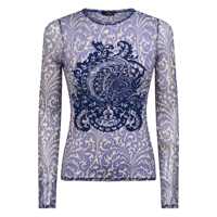 Topuri Blue Top With Front Detail Snd Semi-Transparent Design In Tulle Woman Femei