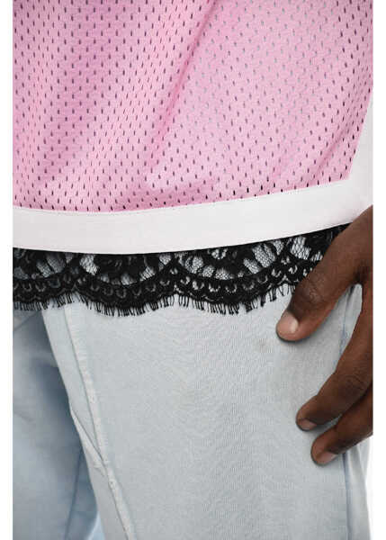 Tricouri DSQUARED2 Perforated Tank Top With Contrast Bands Pink Barbati (BM 18024634) 3