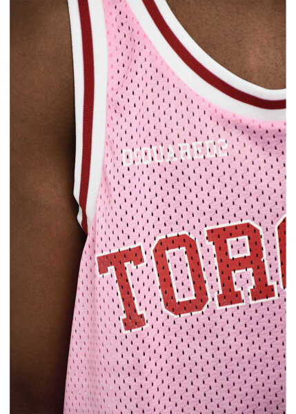 Tricouri DSQUARED2 Perforated Tank Top With Contrast Bands Pink Barbati (BM 18024634) 4
