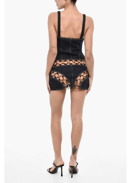 Rochii scurte DSQUARED2 Denim Mini Dress With Cut Out Details Blue Femei (BM 18024679) 2