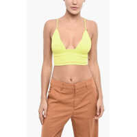 Bluze Deep Neckline Ribbed Cropped Top Femei