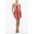 DSQUARED2 Strapless Mini Dress With Frontal Laces Red