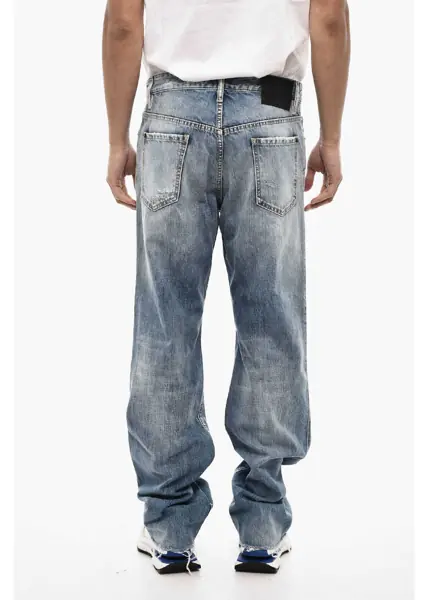 Blugi drepti DSQUARED2 Baggy Fit Regular Waist Distressed Jeans Blue Barbati (BM 18024718) 2