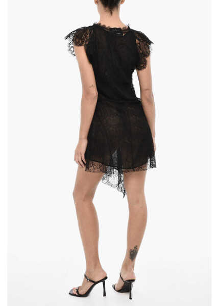 Rochii scurte DSQUARED2 Flared Lace Mini Dress With V-Neck Black Femei (BM 18024841) 2