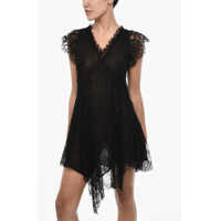 Rochii scurte DSQUARED2 Dama - Rochii scurte DSQUARED2 Flared Lace Mini Dress With V-Neck Black Femei (BM 18024841) - B-mall.ro