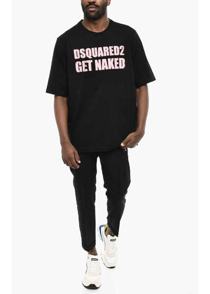 Tricouri DSQUARED2 Cotton Crew-Neck T-Shirt With Print Black Barbati (BM 18024847) 4