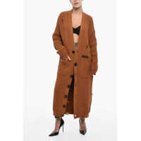 Cardigane Vintage Effect Cotton And Nylon Maxi Cardigan Femei