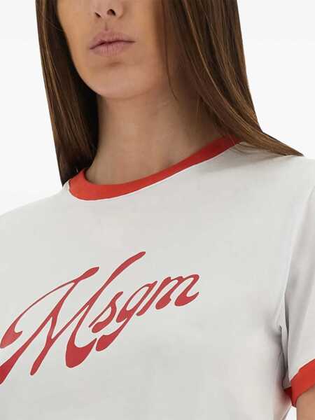 Tricouri MSGM T-Shirt With Logo WHITE Femei (BM 18025078) 4