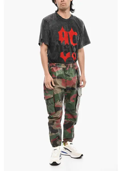 Pantaloni casual DSQUARED2 Coated Cotton Camouflage Cargo Pants Green Barbati (BM 18025960) 4