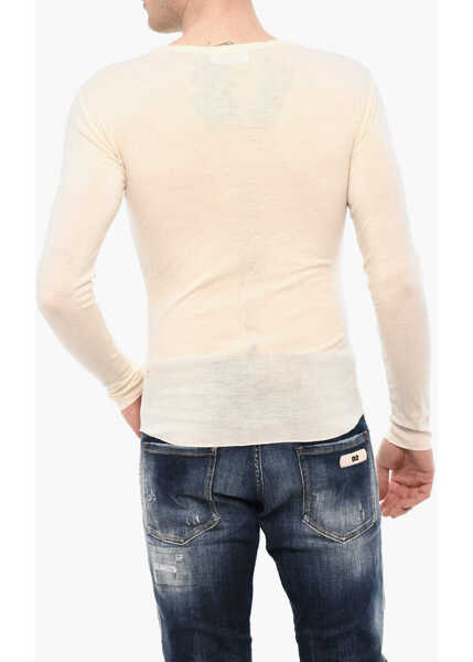 Tricouri DSQUARED2 Slim Fit Crew-Neck T-Shirt With Frontal Print Beige Barbati (BM 18025984) 2