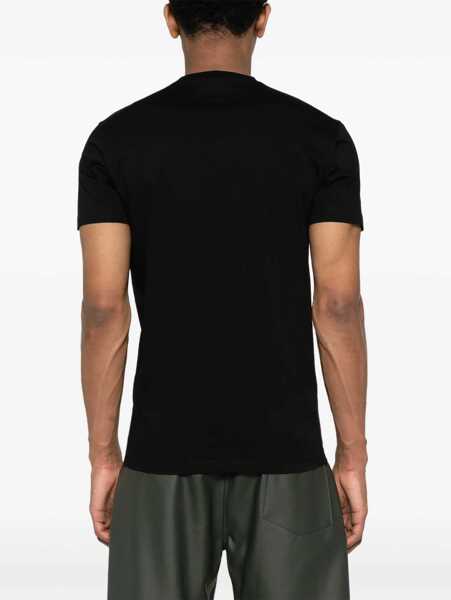 Tricouri DSQUARED2 Cotton Crew-Neck T-Shirt With Frontal Maxi Print Black Barbati (BM 18026032) 4