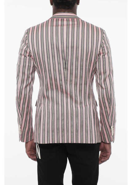 Sacouri DSQUARED2 Striped 2 Button Blazer With Flap Pockets Pink Barbati (BM 18026041) 2