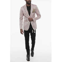 Sacouri pentru Barbati - Sacouri DSQUARED2 Striped 2 Button Blazer With Flap Pockets Pink Barbati (BM 18026041) - B-mall.ro