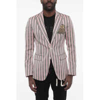Sacouri Striped 2 Button Blazer With Flap Pockets Barbati
