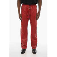 Pantaloni casual Drawstring Waist 2 Pockets Leather Pants Barbati