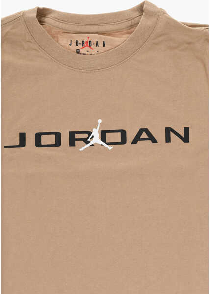 Tricouri Nike Air Jordan Solid Color Crew-Neck T-Shirt With Printed Logo Beige Baieti (BM 18026275) 2