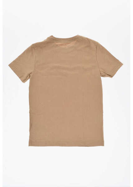 Tricouri Nike Air Jordan Solid Color Crew-Neck T-Shirt With Printed Logo Beige Baieti (BM 18026275) 3