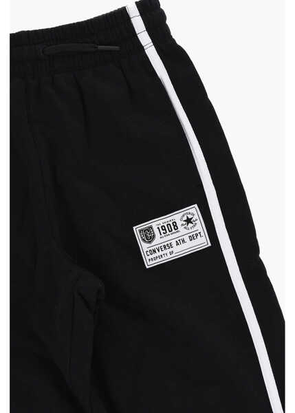 Pantaloni de trening Converse Solid Color Retro Remix Joggers With Contrasting Side Bands Black Baieti (BM 18026533) 2