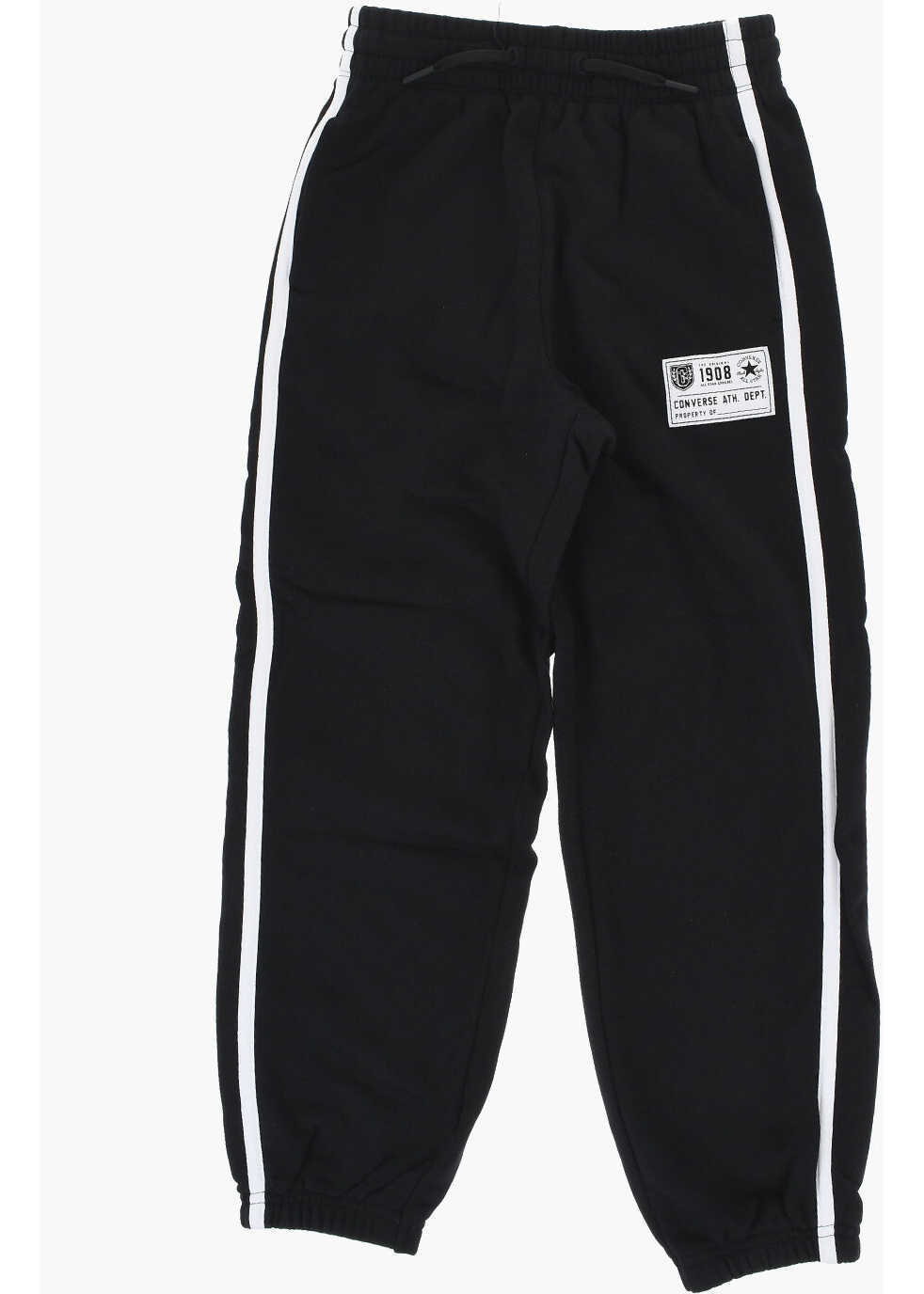 Pantaloni de trening Converse Solid Color Retro Remix Joggers With Contrasting Side Bands Black Baieti (BM 18026533) 1