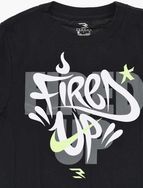 Tricouri Nike 3 Brand Cotton Fired Up Crew-Neck T-Shirt With Frontal Graff Black Baieti (BM 18026728) 2