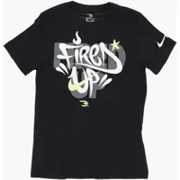 Tricouri 3 Brand Cotton Fired Up Crew-Neck T-Shirt With Frontal Graff Baieti