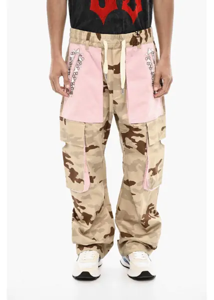 Pantaloni casual DSQUARED2 Camouflage Cargo Pants With Jewels Maxi Pockets Military Green Barbati (BM 18026734) 1