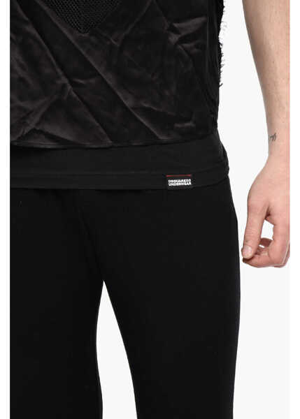 Lenjerie intima DSQUARED2 Silk Blend Underwear Tank Top With Lace Hem Black Barbati (BM 18026770) 4