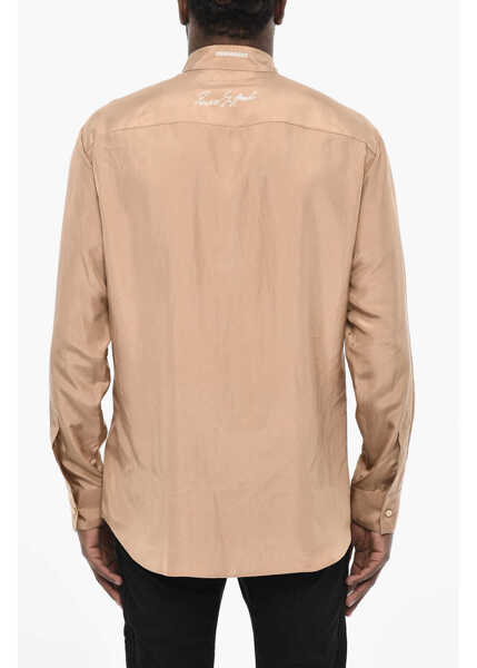 Camasi casual DSQUARED2 Satin Shirt With Contrast Print Beige Barbati (BM 18026776) 2