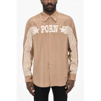 Camasi casual Satin Shirt With Contrast Print Barbati