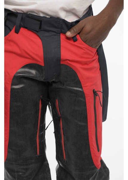 Pantaloni casual DSQUARED2 Coated Cotton Pants With Nylon Details And Suspenders Blue Barbati (BM 18026782) 3