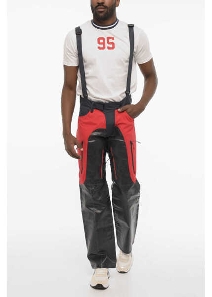 Pantaloni casual DSQUARED2 Coated Cotton Pants With Nylon Details And Suspenders Blue Barbati (BM 18026782) 4