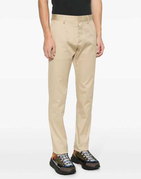 Pantaloni casual DSQUARED2 Cuffed Hem Cotton Twill Chino Pants Beige Barbati (BM 18026833) 3
