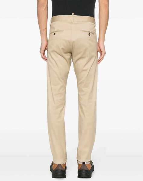 Pantaloni casual DSQUARED2 Cuffed Hem Cotton Twill Chino Pants Beige Barbati (BM 18026833) 4