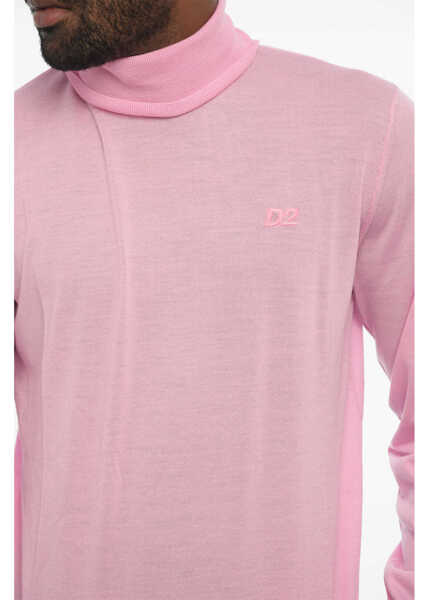 Pulovere DSQUARED2 Turleneck Sweater With Ton On Ton Monogram Pink Barbati (BM 18026836) 3