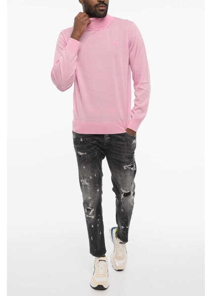 Pulovere DSQUARED2 Turleneck Sweater With Ton On Ton Monogram Pink Barbati (BM 18026836) 4