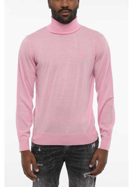 Pulovere DSQUARED2 Turleneck Sweater With Ton On Ton Monogram Pink Barbati (BM 18026836) 1
