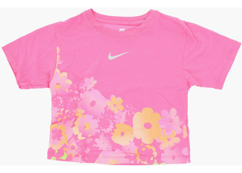 Tricouri Nike Floral Motif Shorts And Crew-Neck T-Shirt Set Pink Baieti (BM 18027151) 2