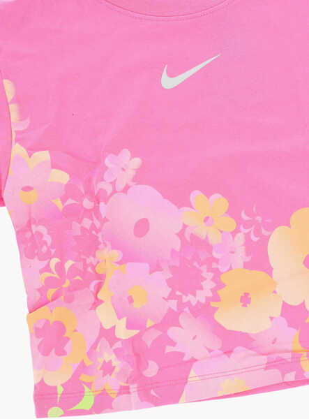 Tricouri Nike Floral Motif Shorts And Crew-Neck T-Shirt Set Pink Baieti (BM 18027151) 3