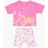 Tricouri Floral Motif Shorts And Crew-Neck T-Shirt Set Baieti