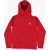 Nike Air Jordan Cotton Blend Brooklyn Hoodie With Patch Pocket Red