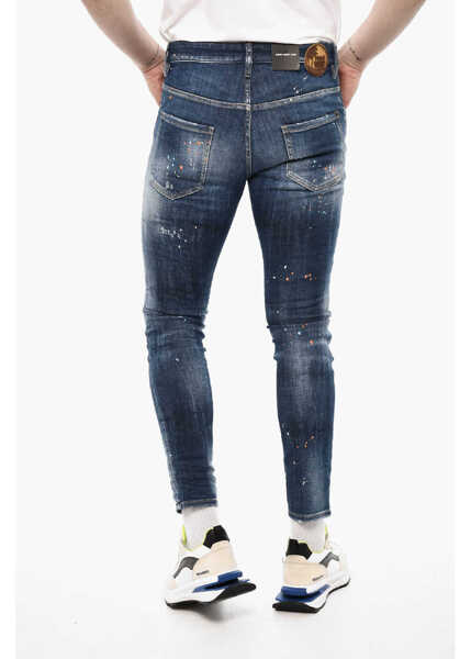 Blugi drepti DSQUARED2 Jeans Super Twinky With Distressed Effect Blue Barbati (BM 18027232) 2