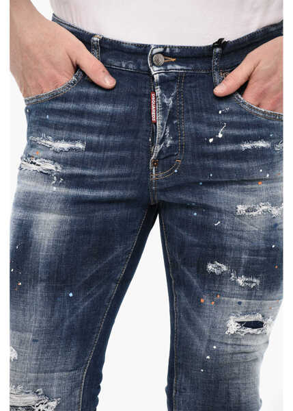 Blugi drepti DSQUARED2 Jeans Super Twinky With Distressed Effect Blue Barbati (BM 18027232) 3
