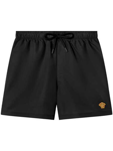 Sorturi de baie Versace Black Swim Shorts With Elastic Drawstring Waist And Medusa Embroidery On The Front In Tech Fabric Man Black Barbati (BM 18027468) 1