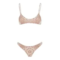 Costume de baie Pink Bikini With Spaghetti Straps And All-Over Print In Tech Fabric Stretch Woman Femei