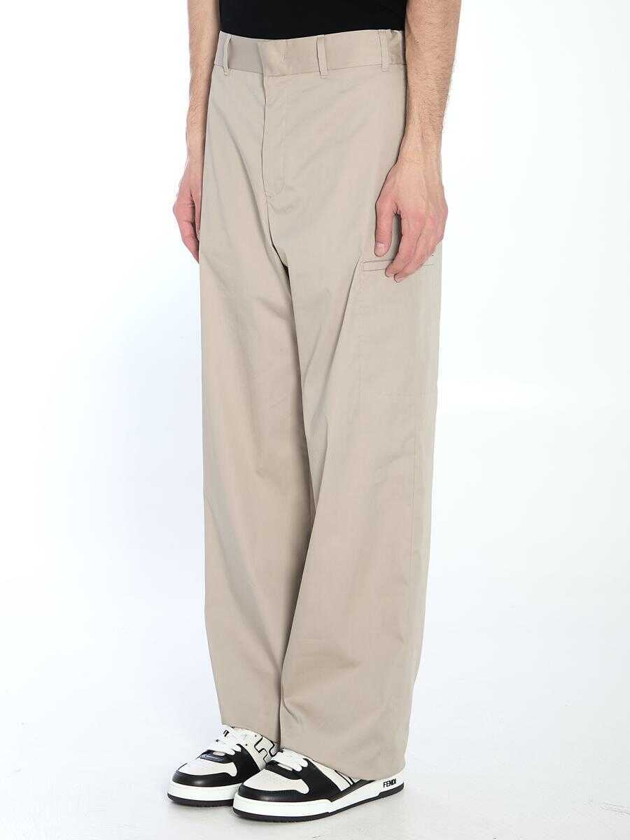 Pantaloni Fendi Straight Cargo Trousers Beige Barbati (BM 18028800) 2
