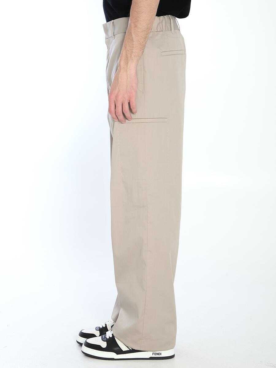 Pantaloni Fendi Straight Cargo Trousers Beige Barbati (BM 18028800) 3