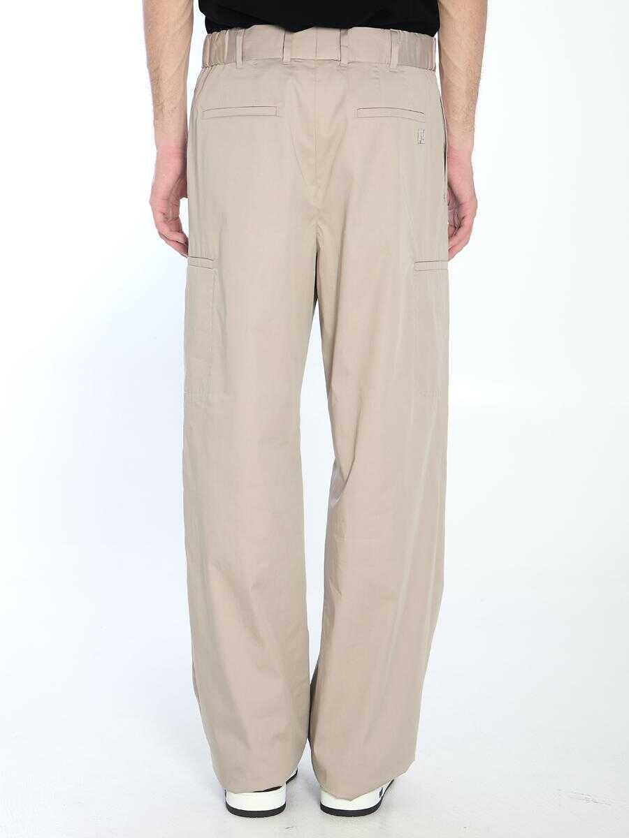 Pantaloni Fendi Straight Cargo Trousers Beige Barbati (BM 18028800) 4
