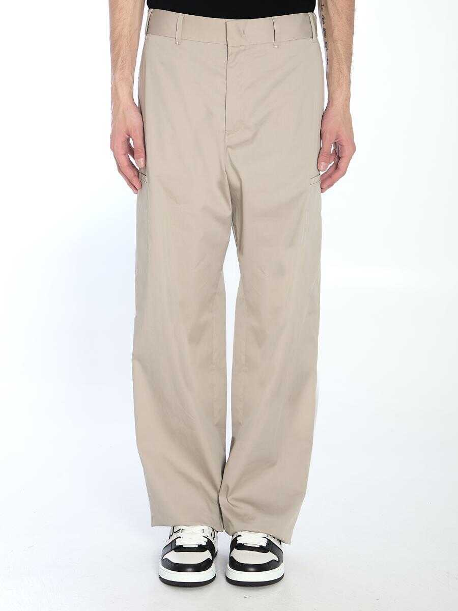 Pantaloni Fendi Straight Cargo Trousers Beige Barbati (BM 18028800) 1
