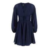 Rochii Blue Mini Dress With V Neck And Puffed Sleeves In Fabric Woman Femei