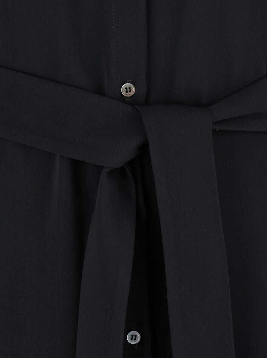Rochii PLAIN Black Long Dress With Classic Collar And Front Button Closure In Fabric Woman Black Femei (BM 18029277) 3